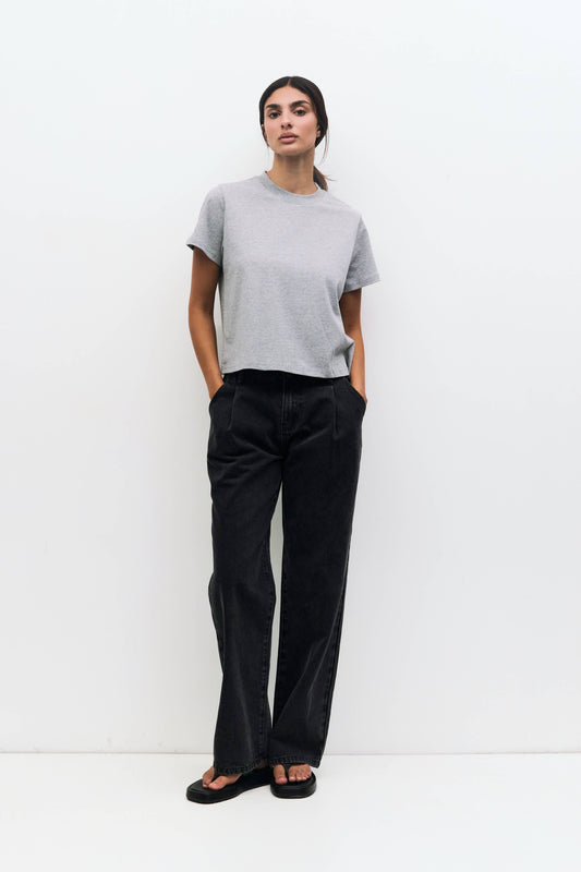 Lanie Top Heavyweight Cotton T-Shirt in Heather Grey