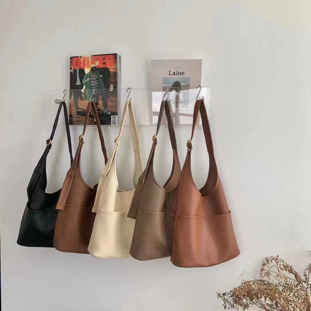 Melanie Front Pockets Microfiber Leather Shoulder Bag