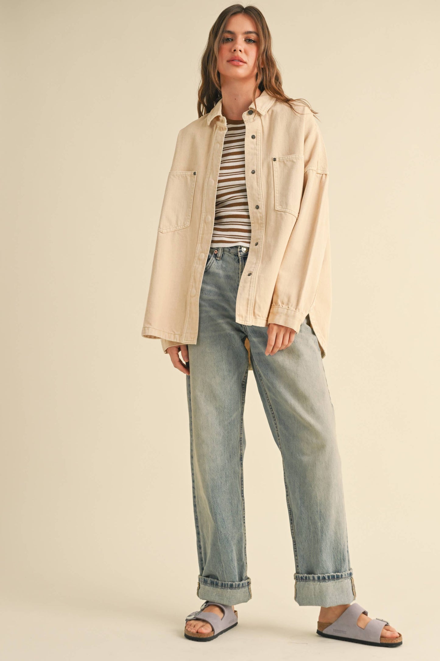 Madison Denim Chore Coat-Cream