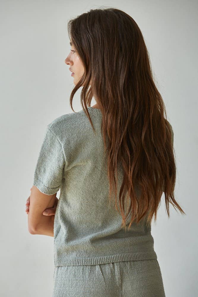 Mocha Knit Sweater Crop Top Tee