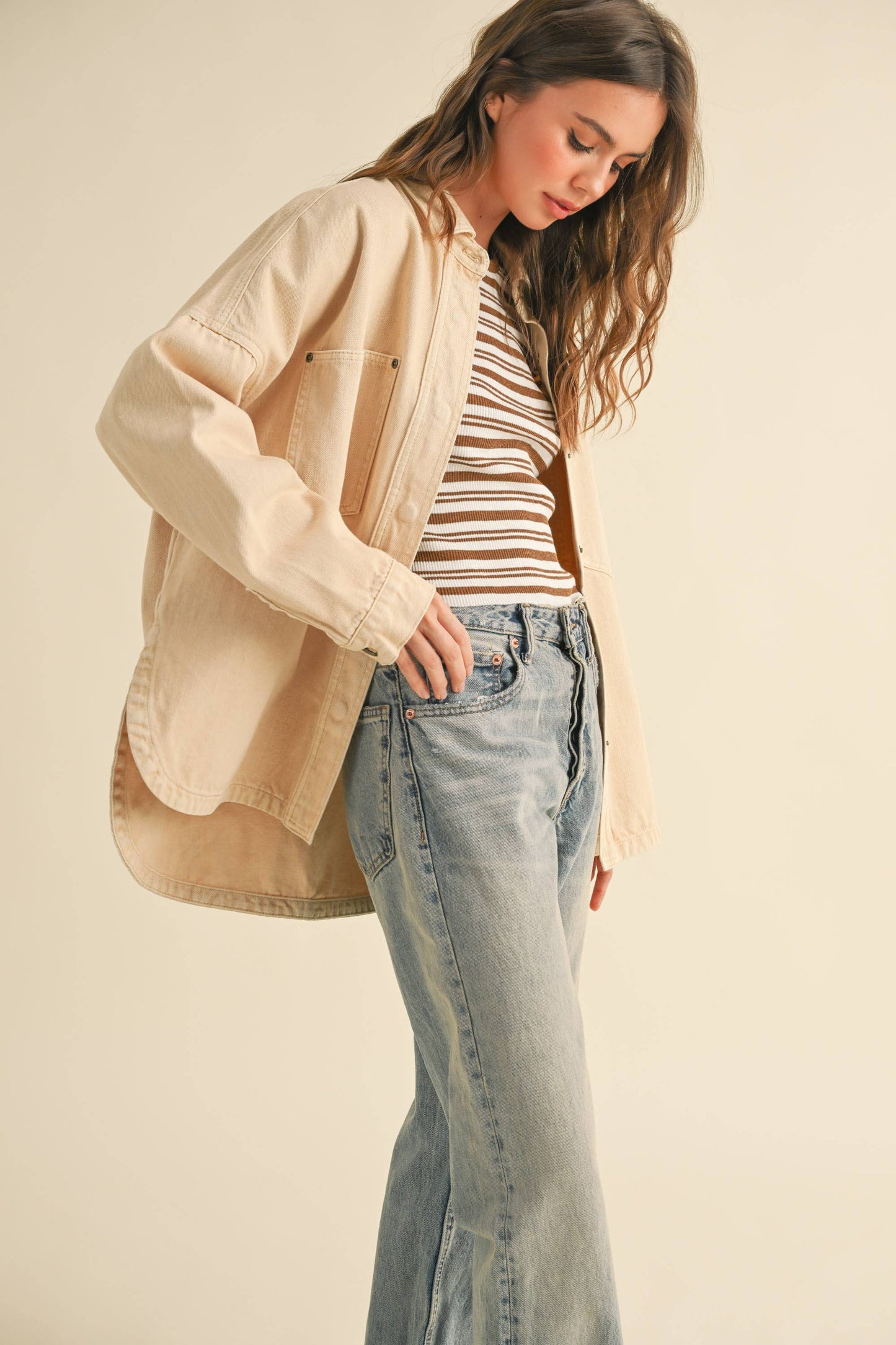 Madison Denim Chore Coat-Cream