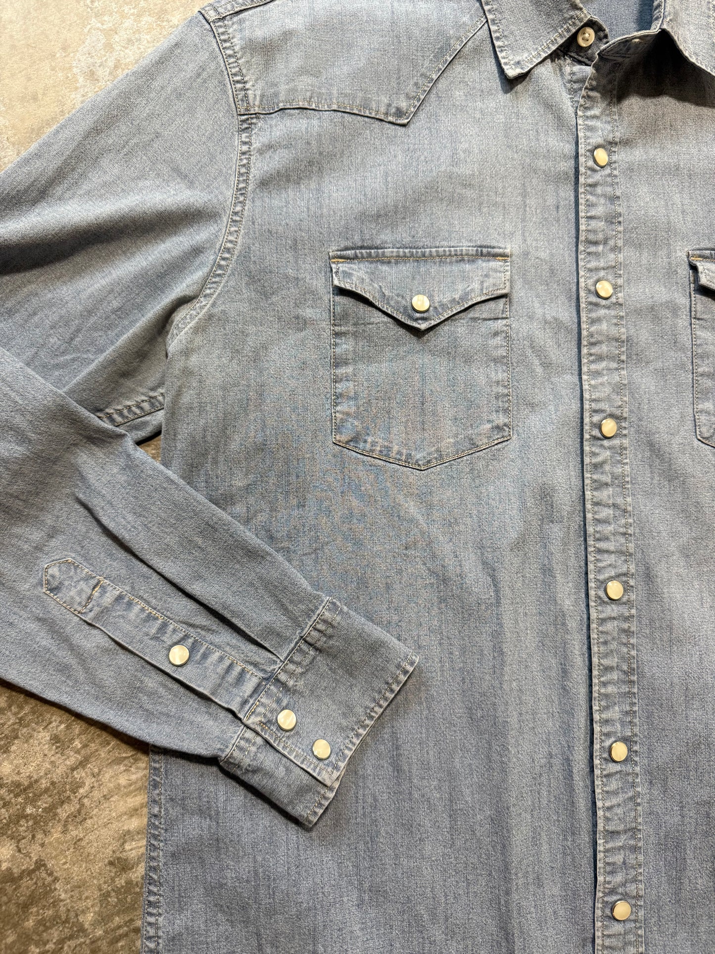 Denim Pearl Snap Button up