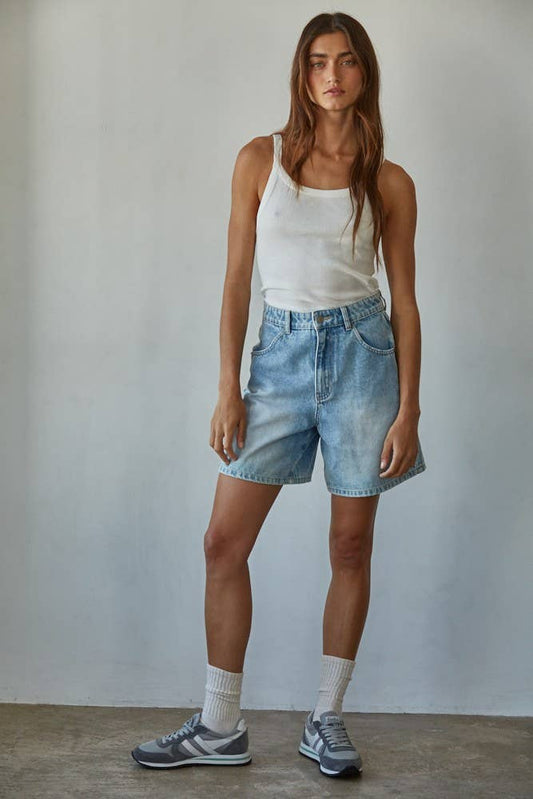 Knit Cotton Ribbed Round Neck Tank Top
