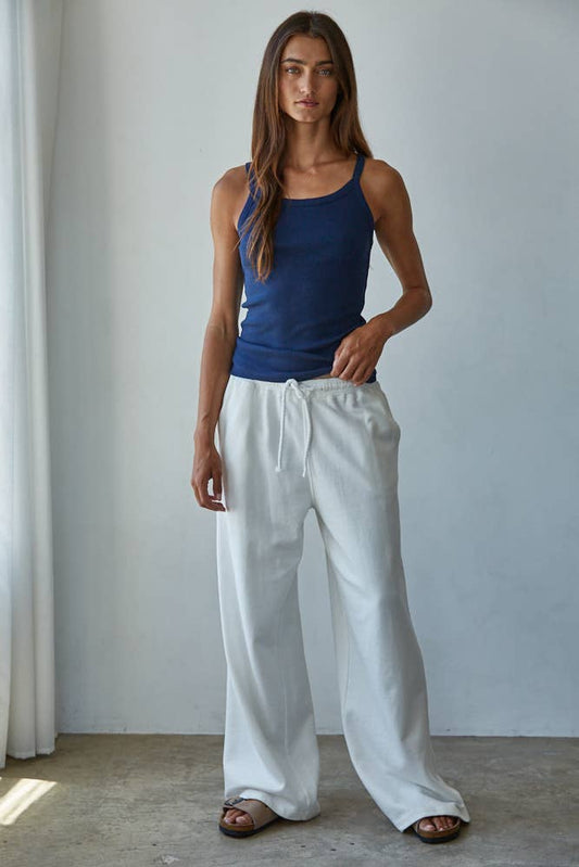 Knit Cotton Ribbed Round Neck Tank Top