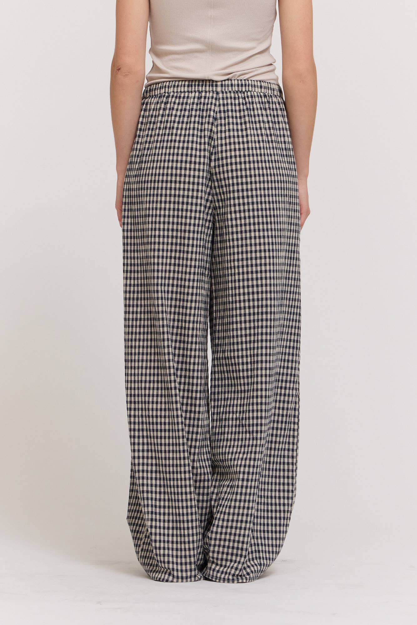 Midnight Lantern Relaxed Fit Gingham Pants in Navy