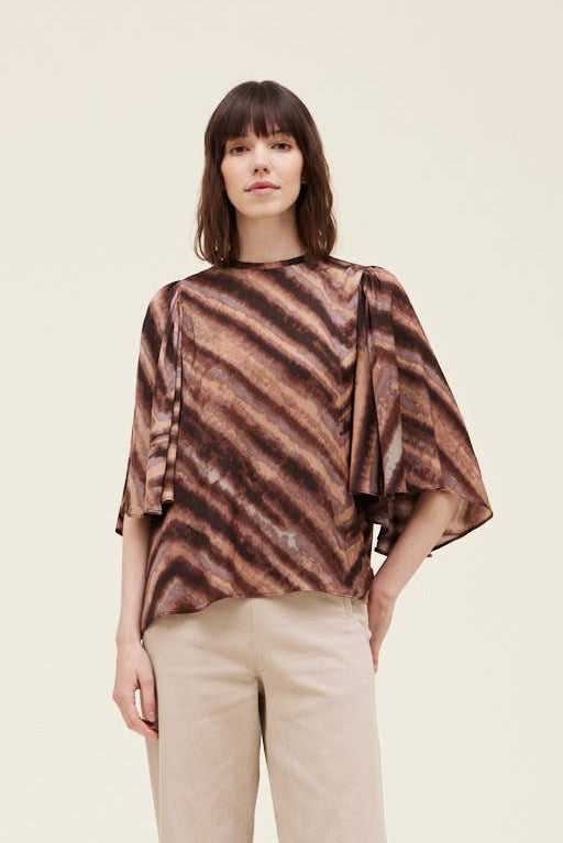 Quartz Pleated Sleeve Top