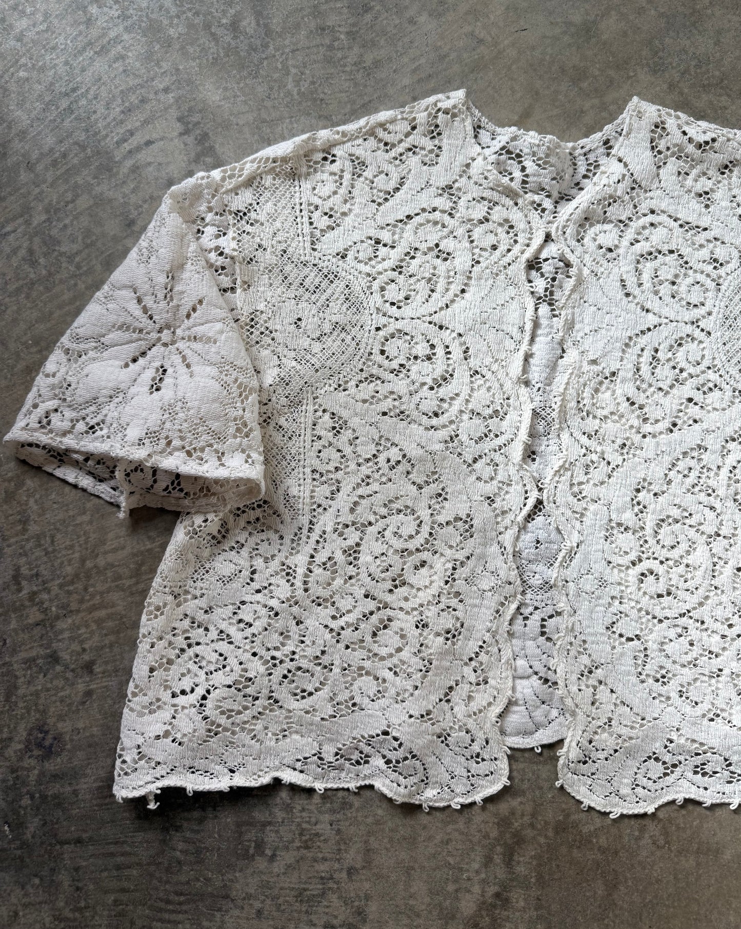Signature Handmade Cotton Lace Short Sleeve button up
