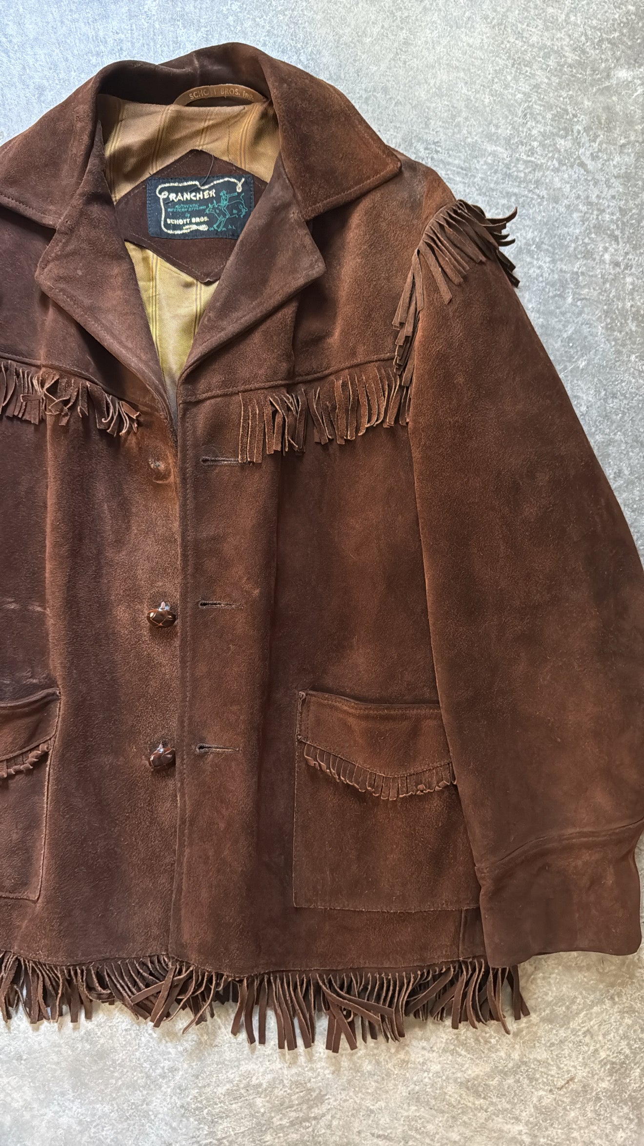 Vintage 1970’s Rancher Brown Suede Fringe Western Coat
