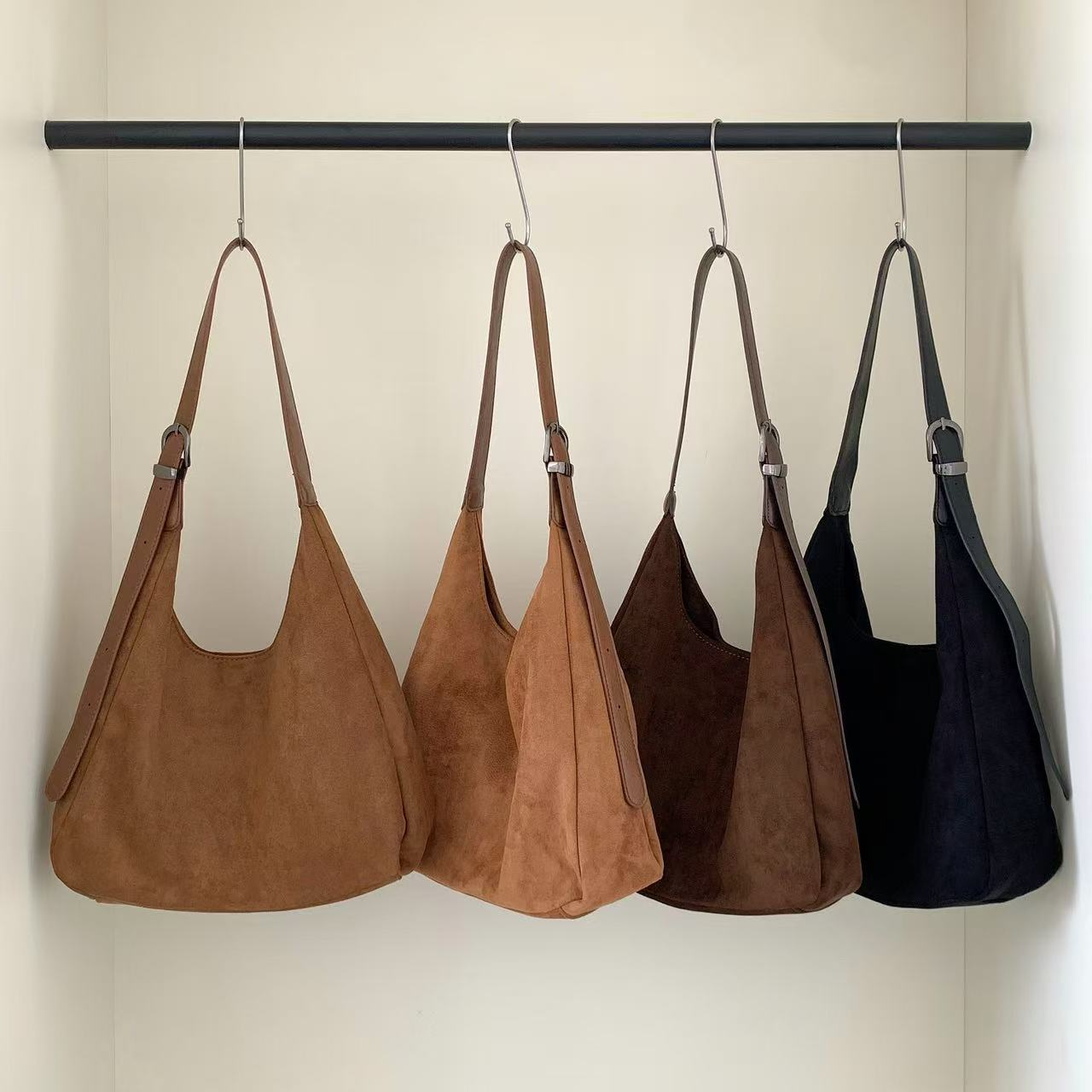Vita Vegan Suede Microfiber Leather Hobo Bag