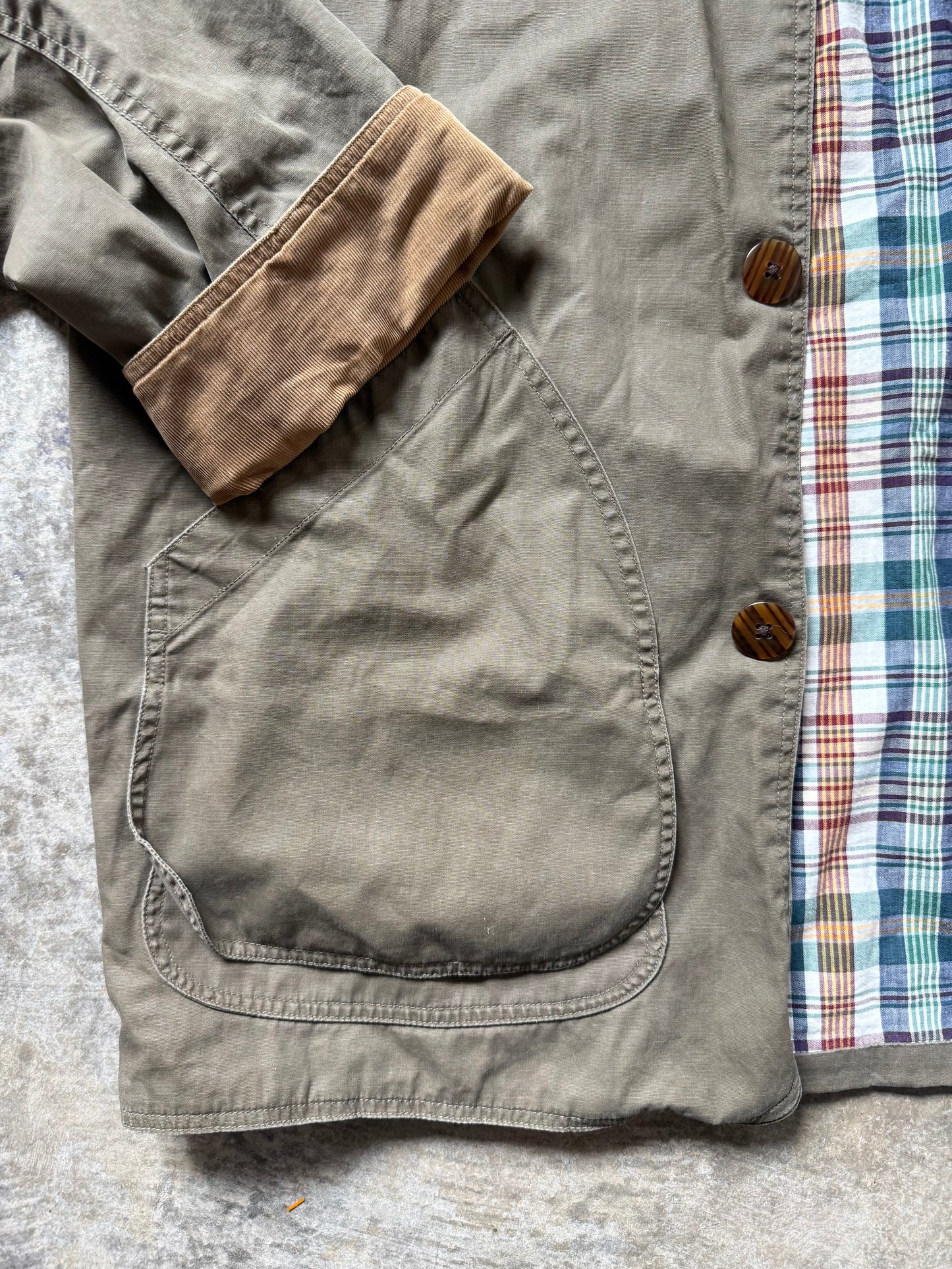 Vintage Olive & Camel Cord Barn Coat