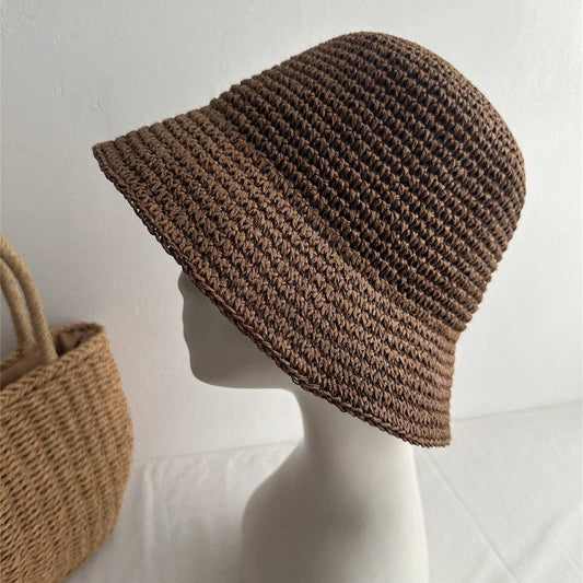 Minimalist Raffia Straw Bucket Hat
