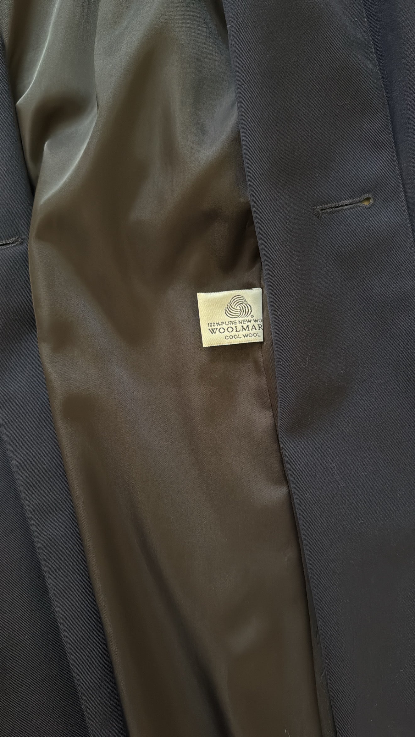 Vintage Navy Wool Belted Mid-weight Trench