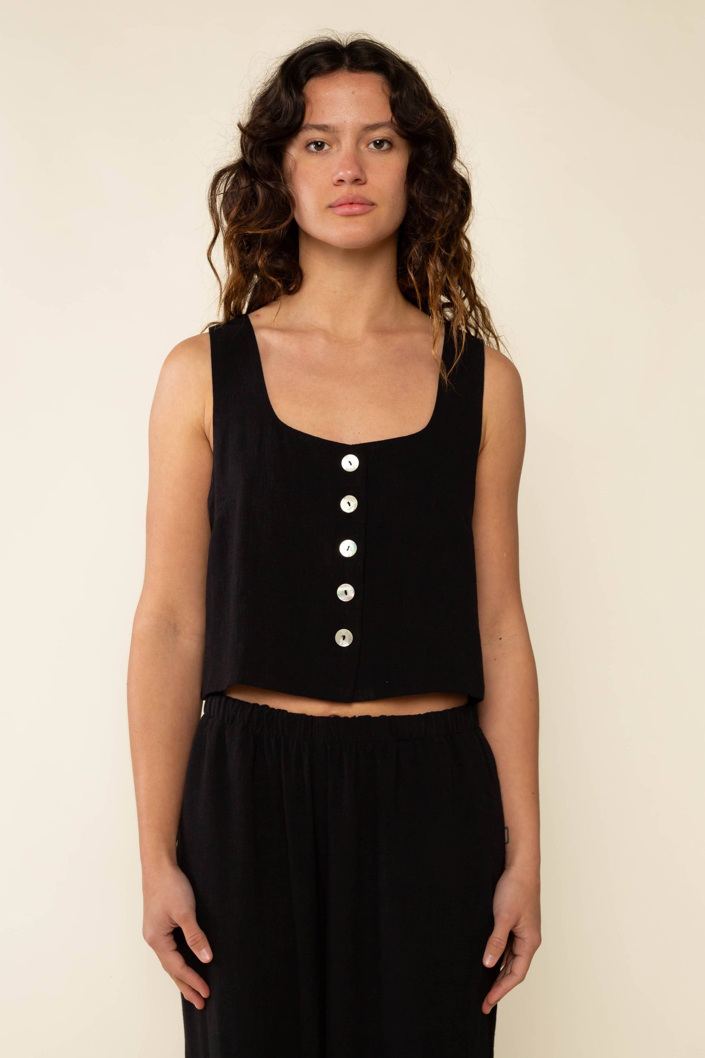 Winslet Square Neck Linen Vest