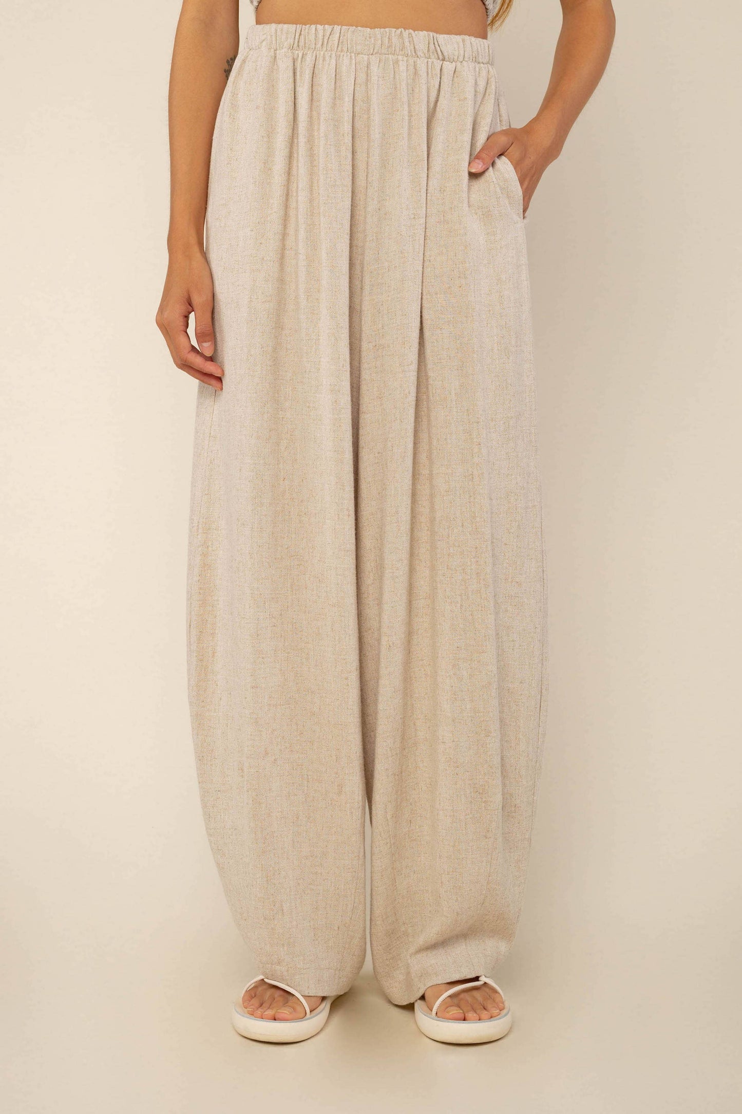 Sloane Linen Lantern Pant | Mid Rise Chai