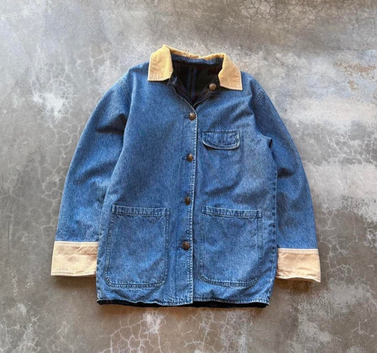 Vintage Reversible Denim Plaid & Corduroy Chore Jacket