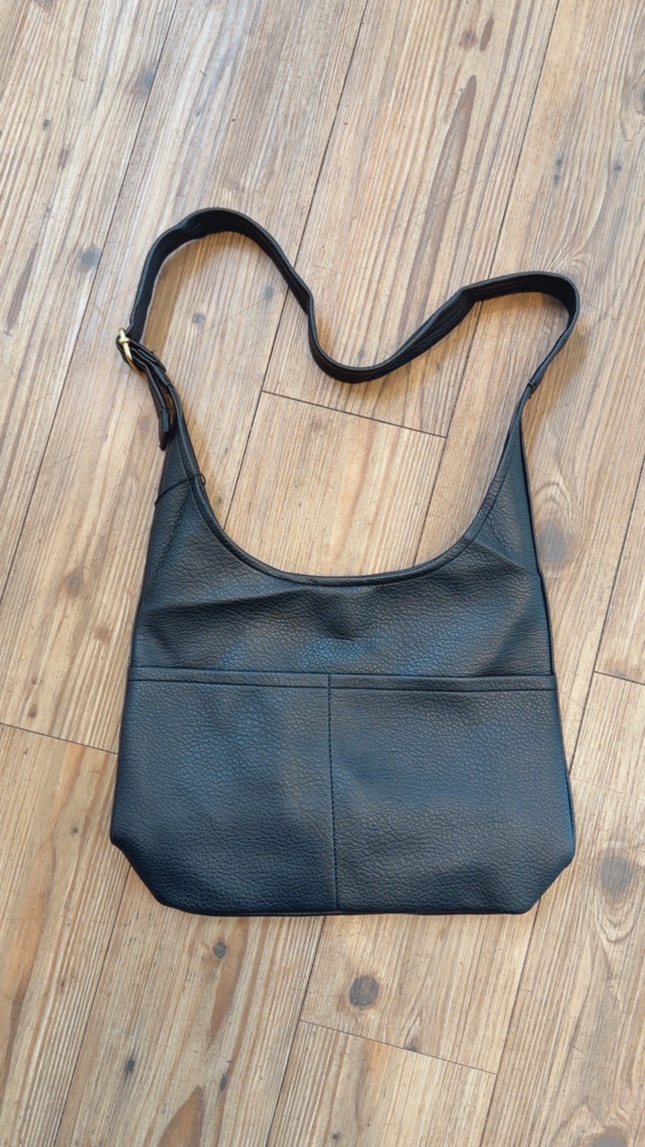 Melanie Front Pockets Microfiber Leather Shoulder Bag