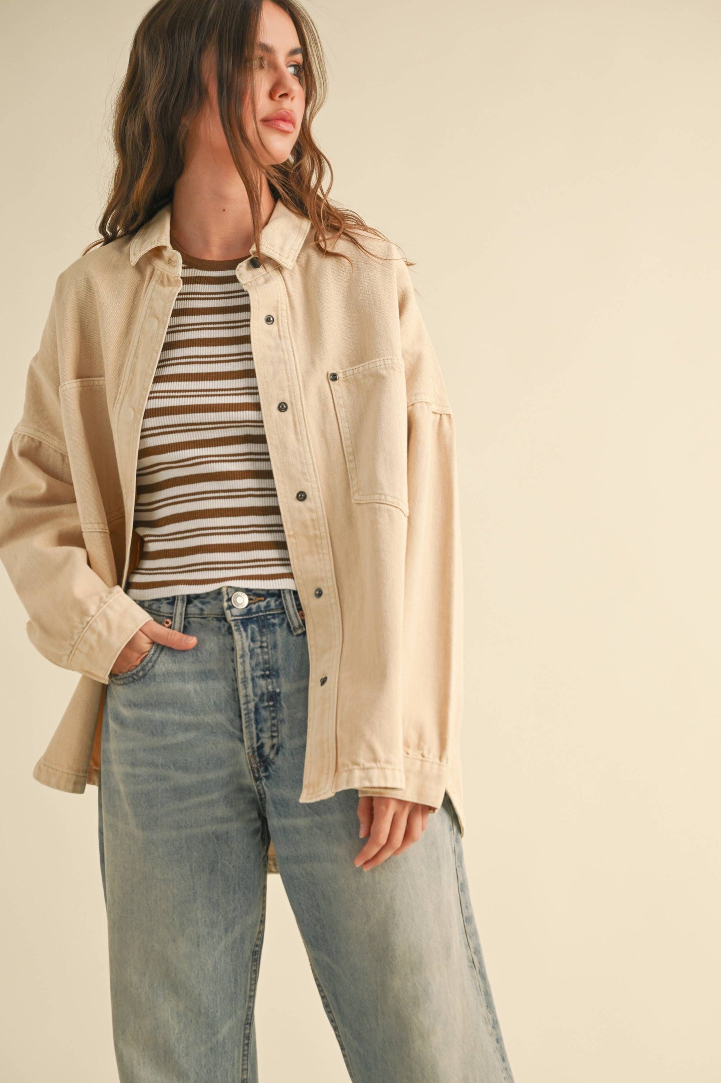 Madison Denim Chore Coat-Cream