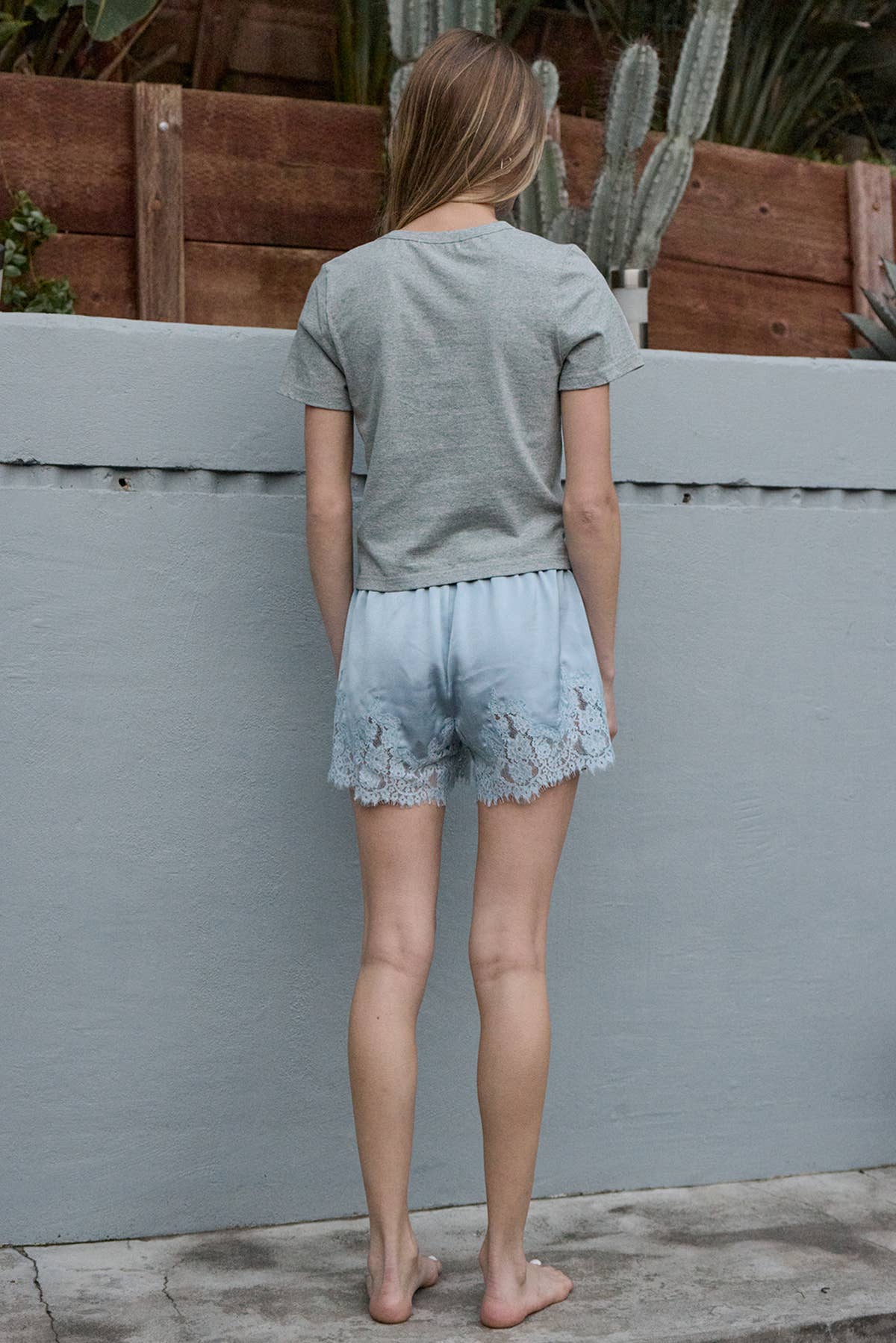 Robyn Delicate Lace Trim Satin Shorts
