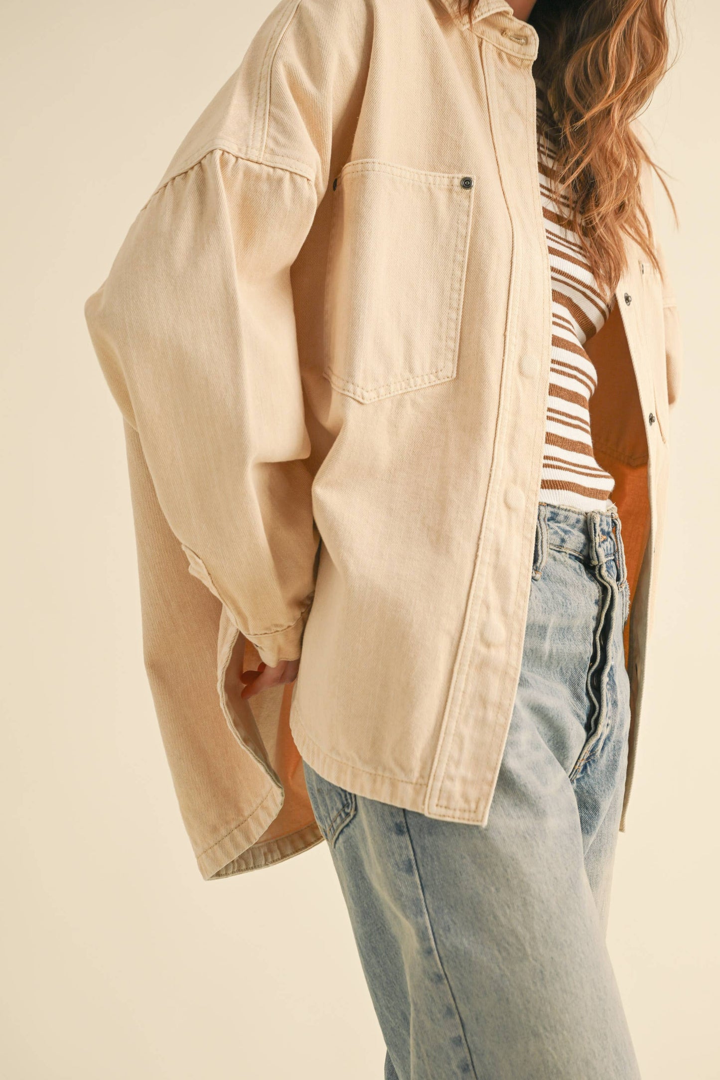 Madison Denim Chore Coat-Cream