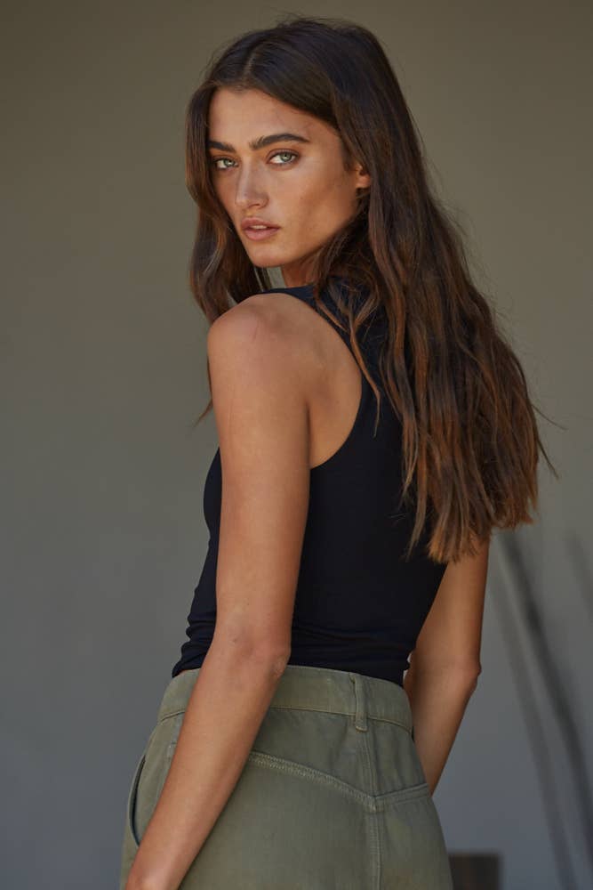 Double Layered Seamless Top: Black