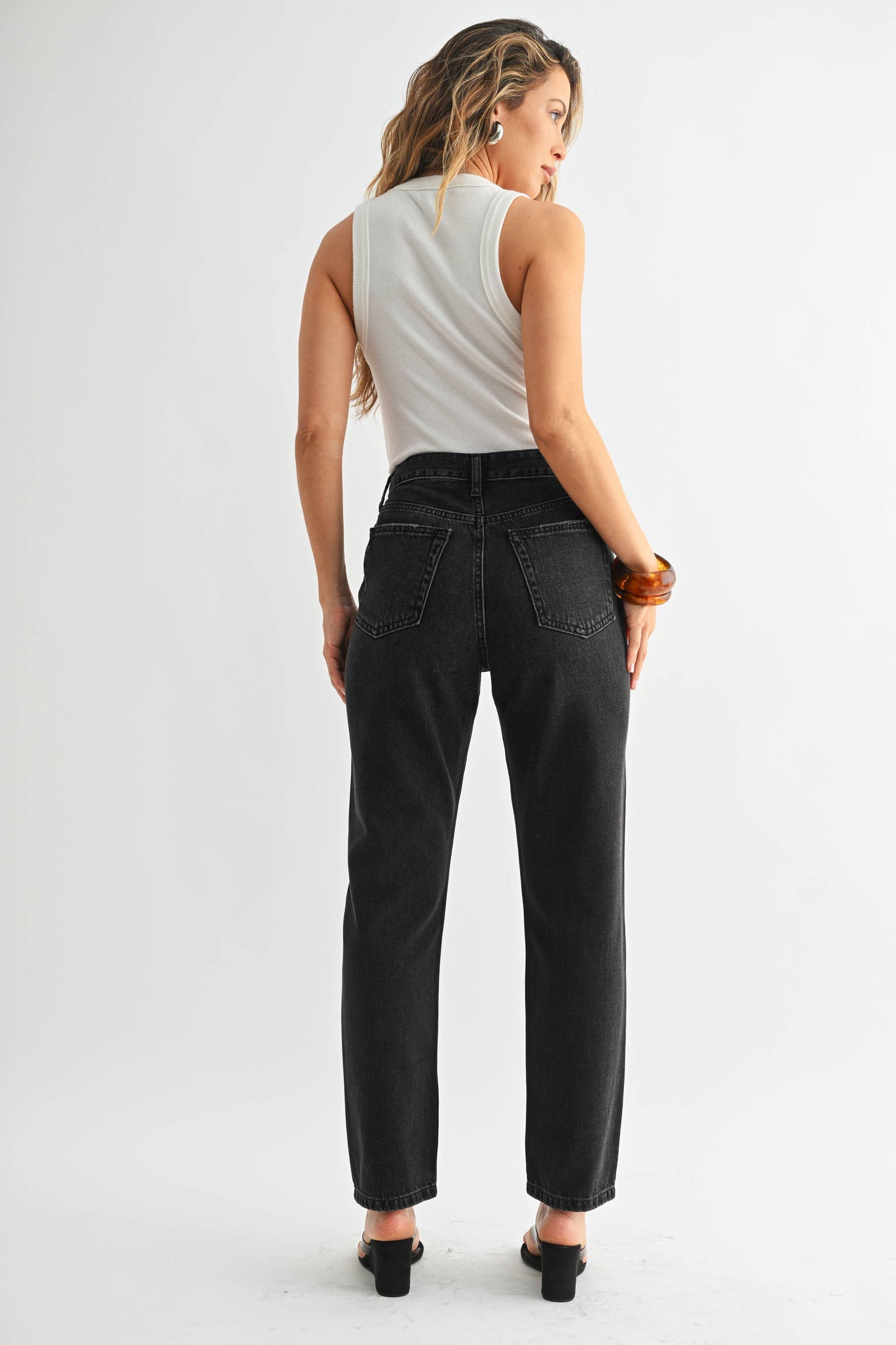 Darcy Non Stretch Mom Jean-Black