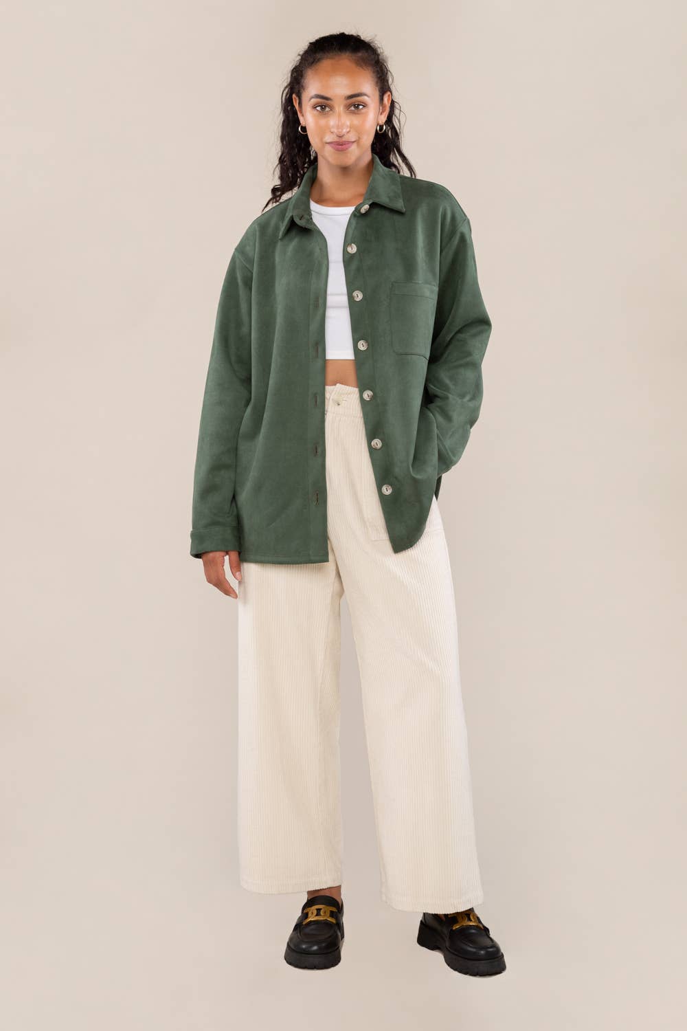 Willa Faux Suede Button Up Shacket