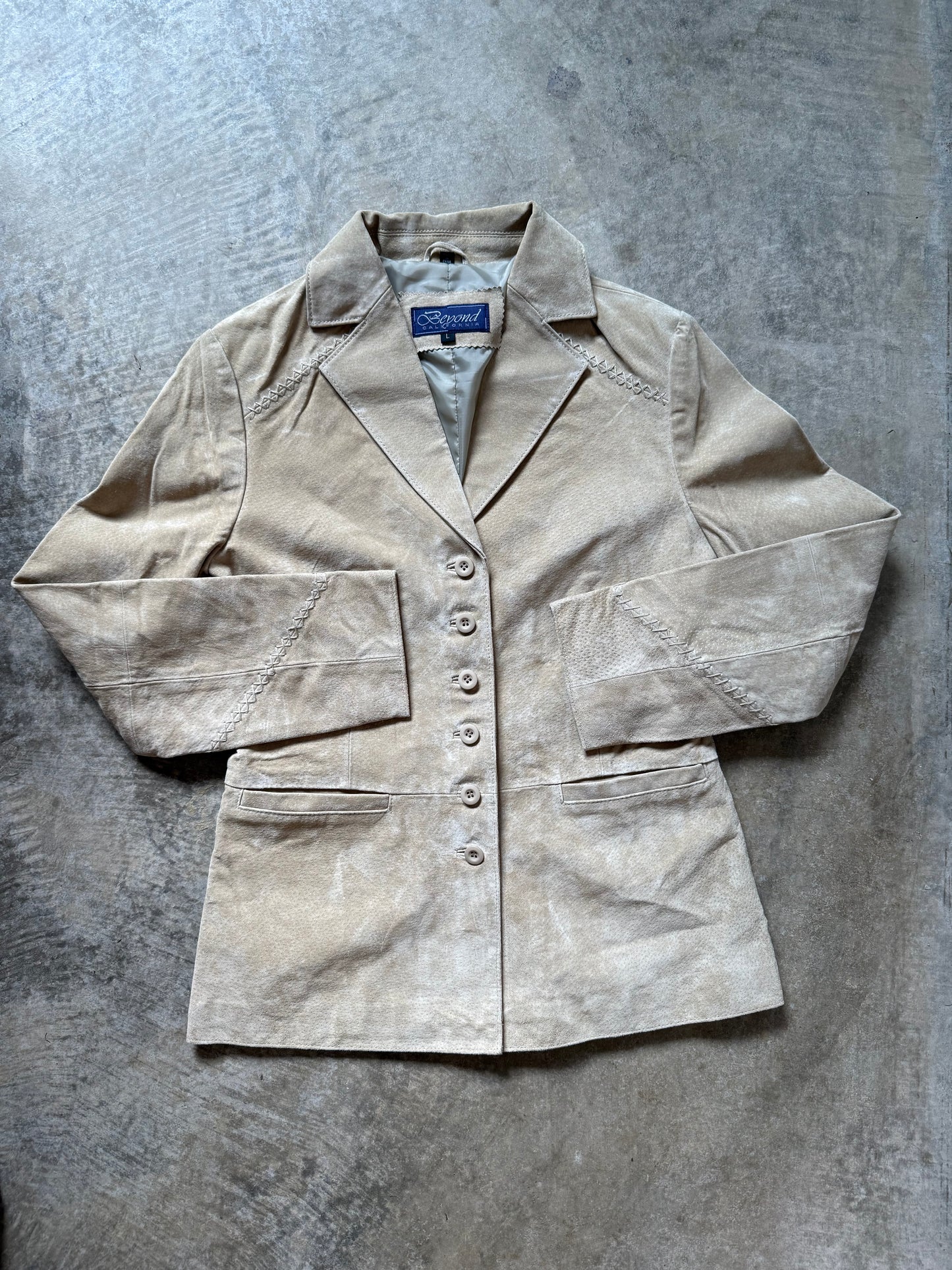 NWT Genuine Suede Jacket w/ Cross Stitch Detail