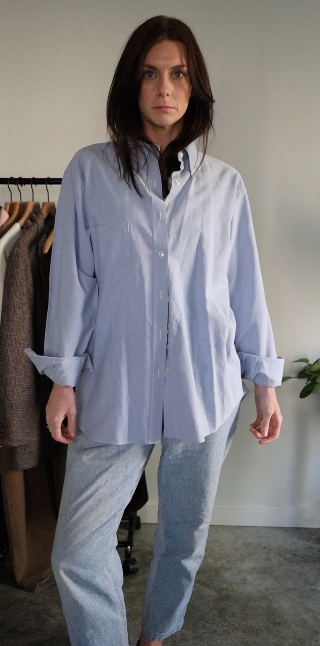 Vintage Blue Button Up Oxford