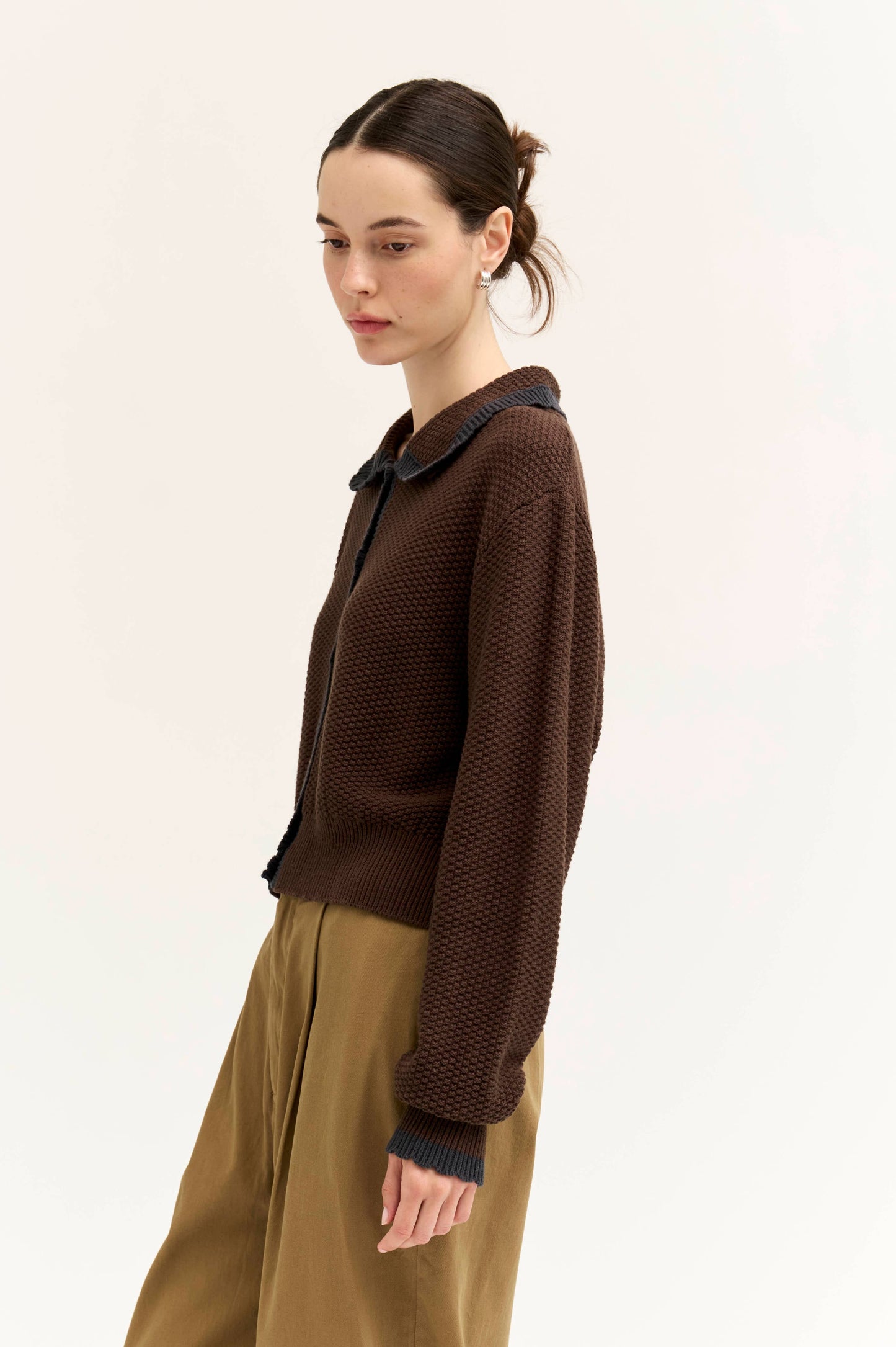 Scallop Edge Cardigan Waffle Knit