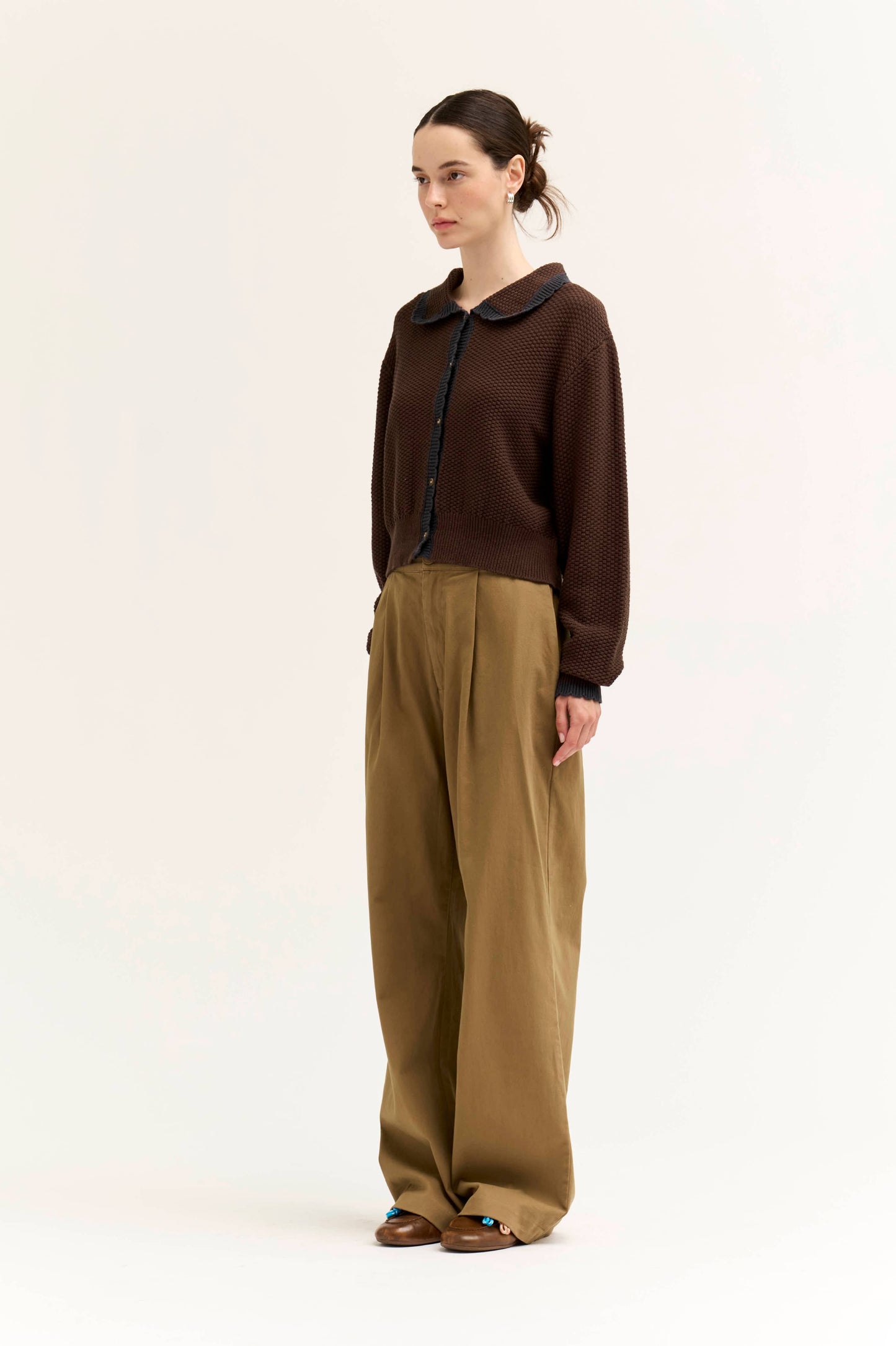 Scallop Edge Cardigan Waffle Knit