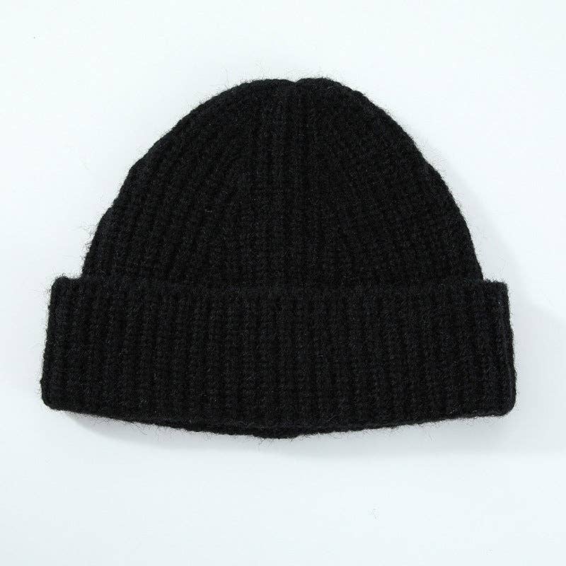 Coffee Simple Ribbed Cuffed Knit Beanie