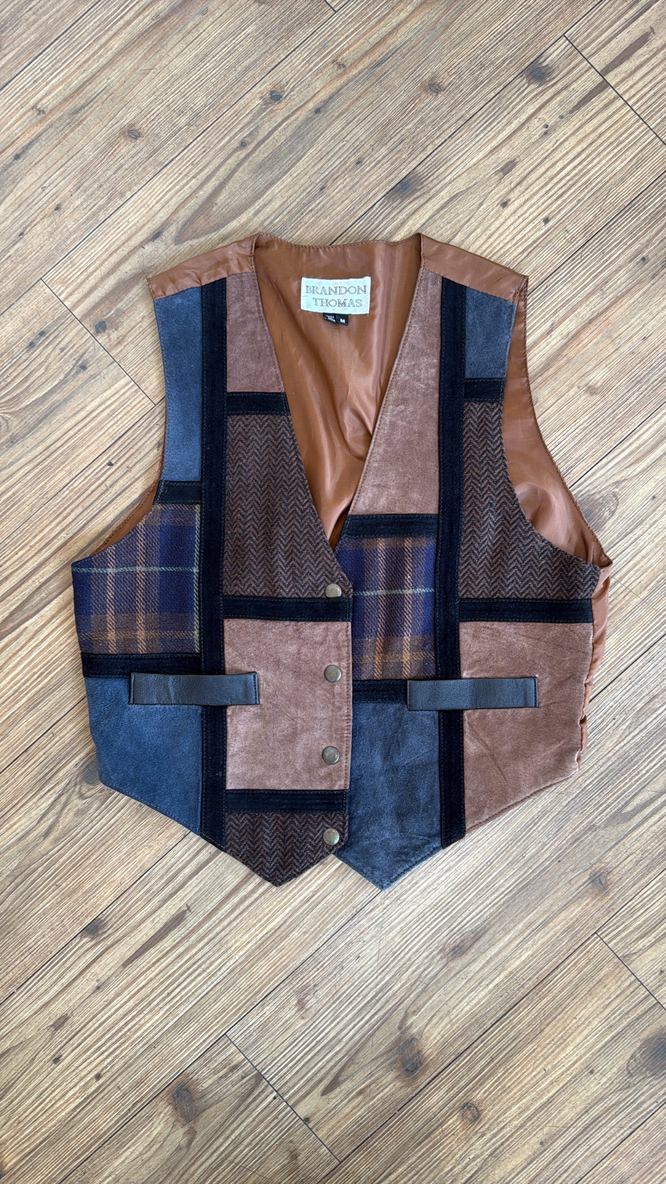 Vintage 90’s Patchwork Suede/Denim Vest