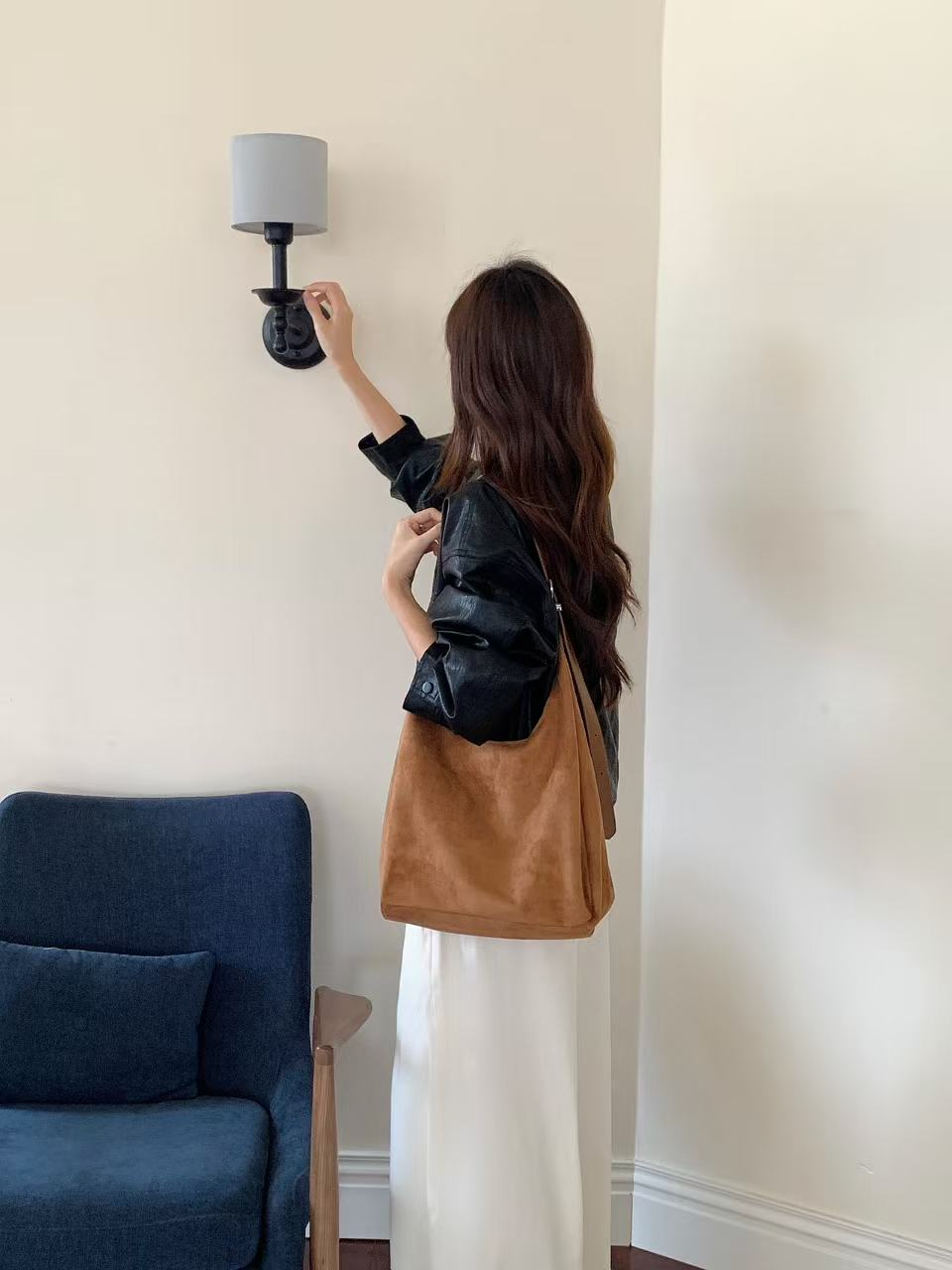 Vita Vegan Suede Microfiber Leather Hobo Bag