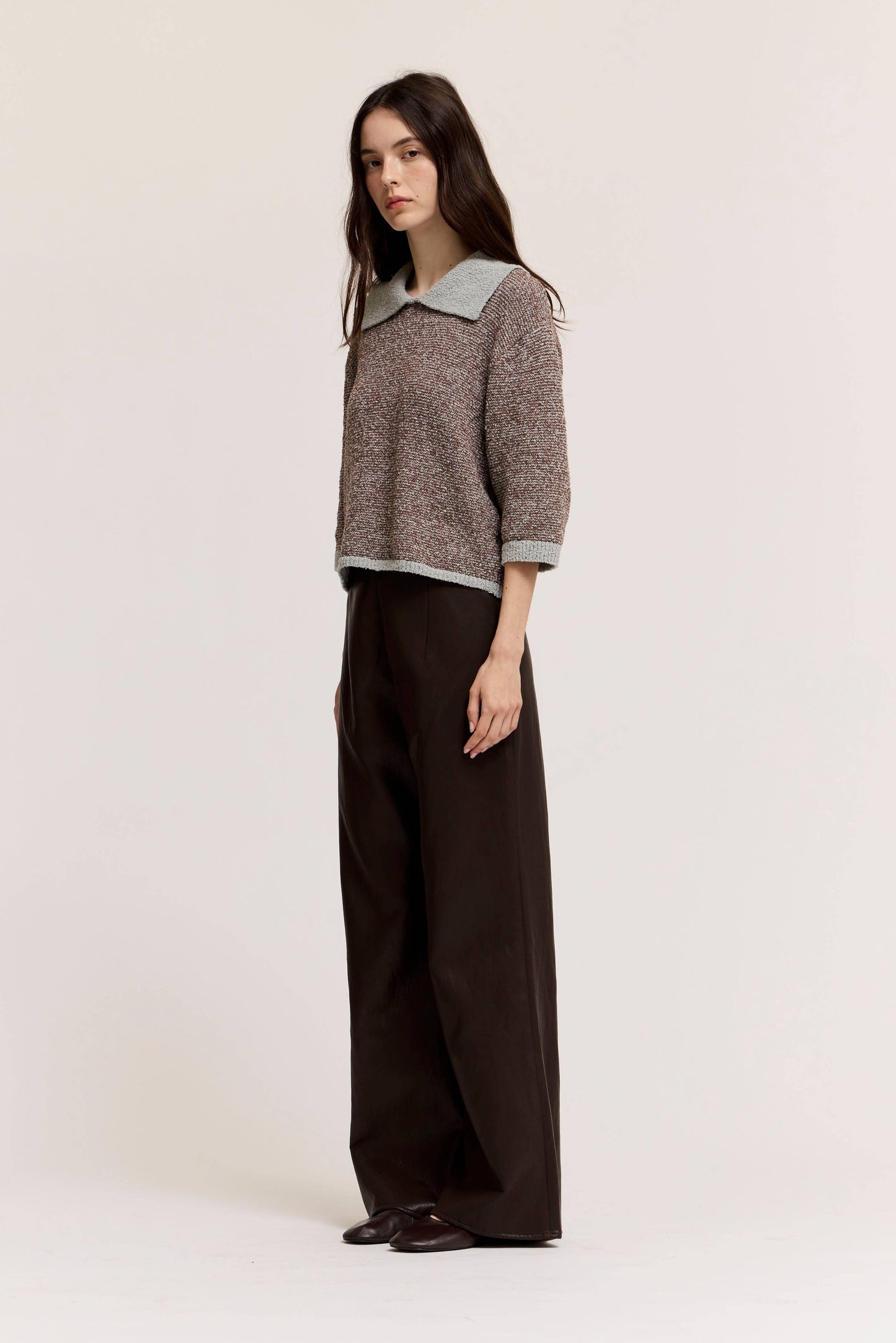 Gemma Two Tone Knit Collar Top