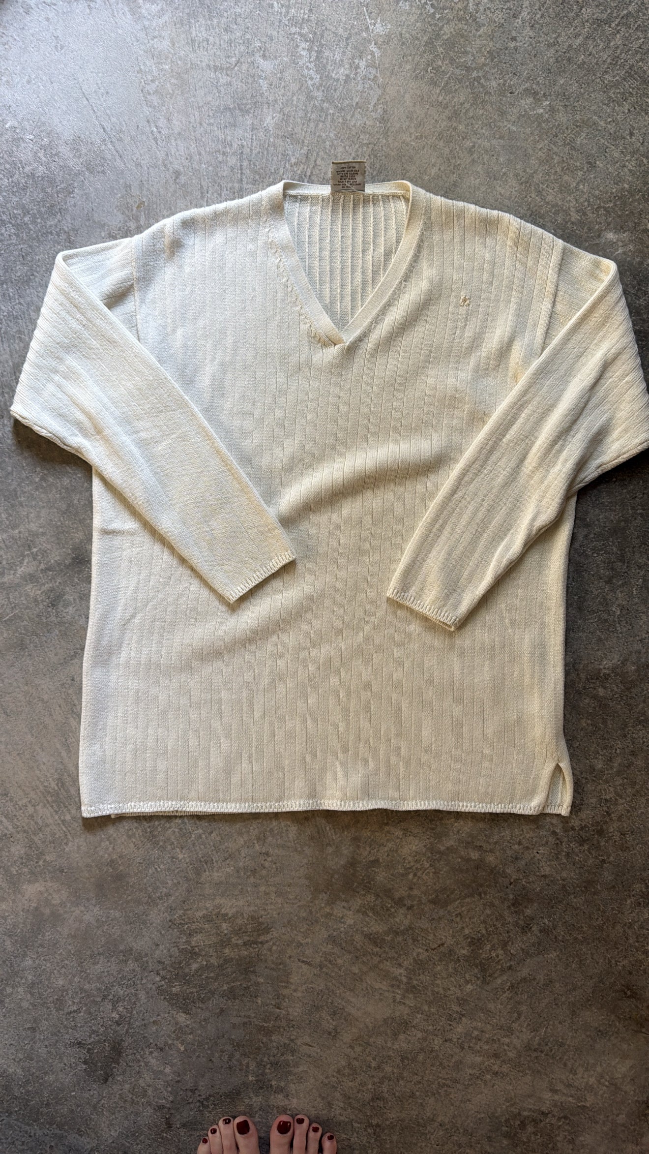 Vintage 90’s Cotton Ribbed V-neck Sweater