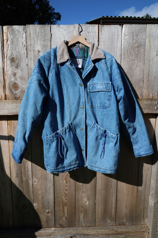 Vintage Cotton & Corduroy Collar Denim Coat