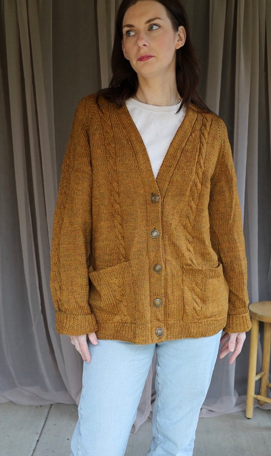 Vintage Wool Mustard Cardigan Sweater
