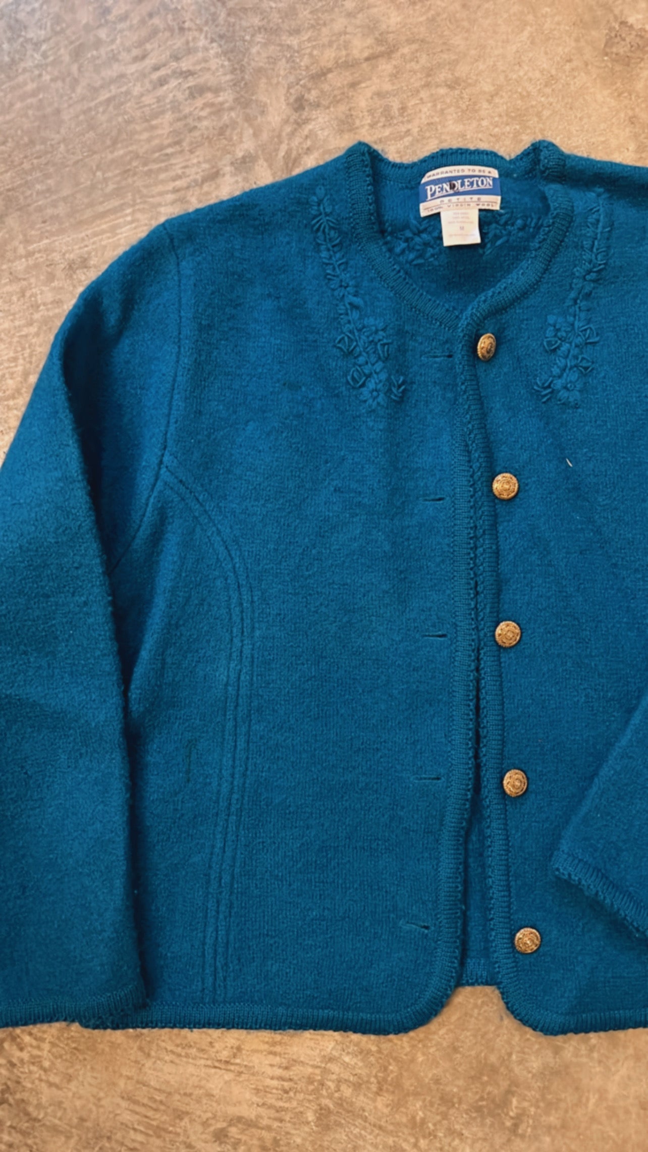 100% Wool Pendleton Royal Blue Cardigan