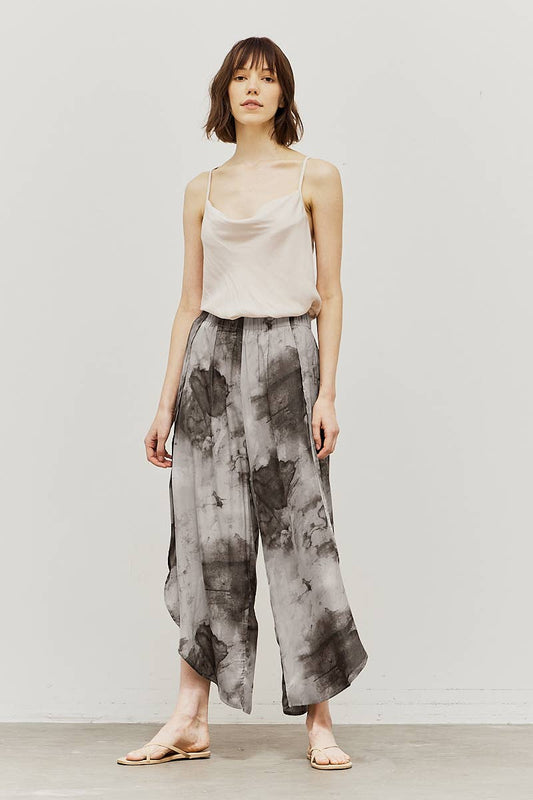 Tie Dye Satin Side Wrap Pants