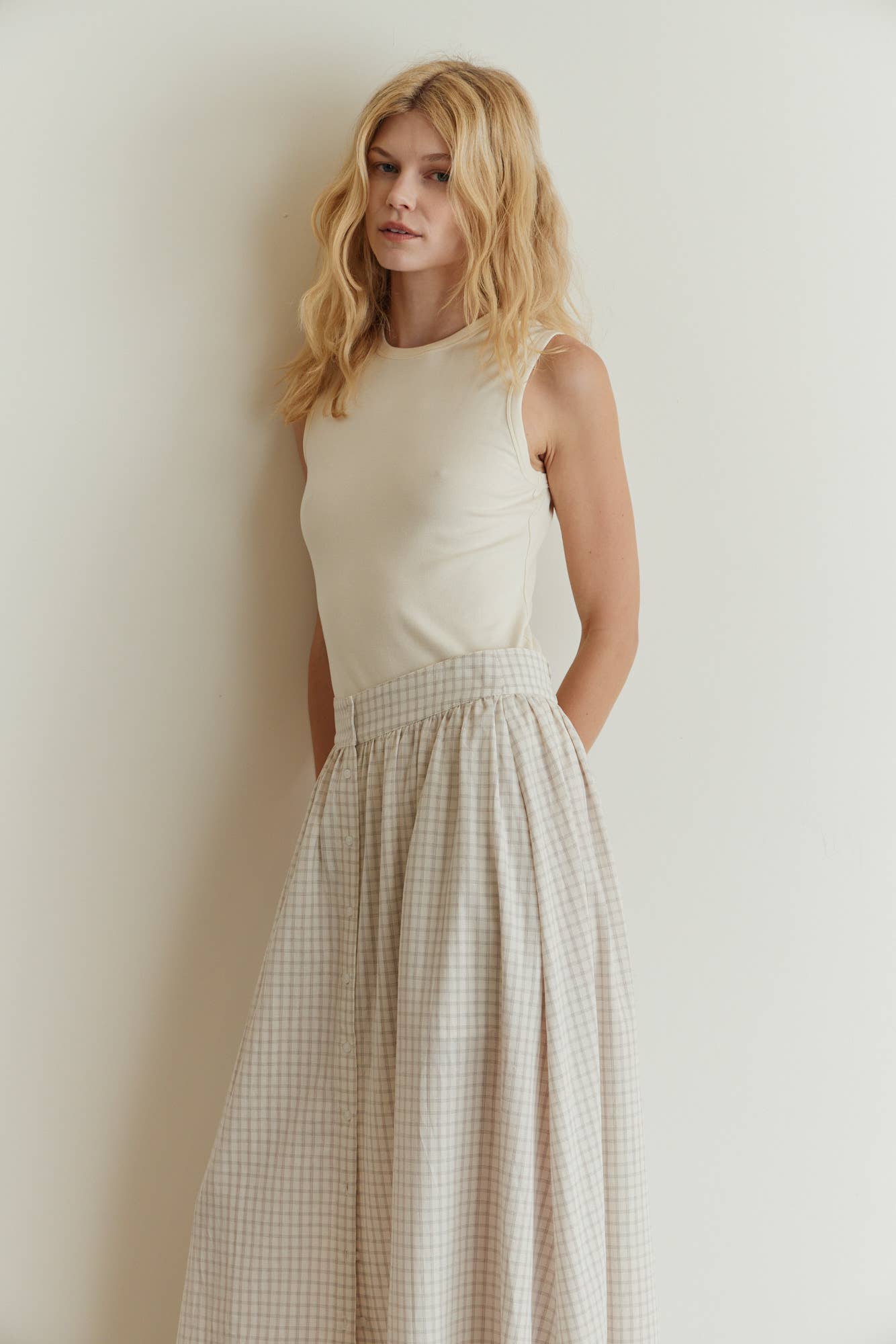 Wrenly Plaid Button Down Skirt