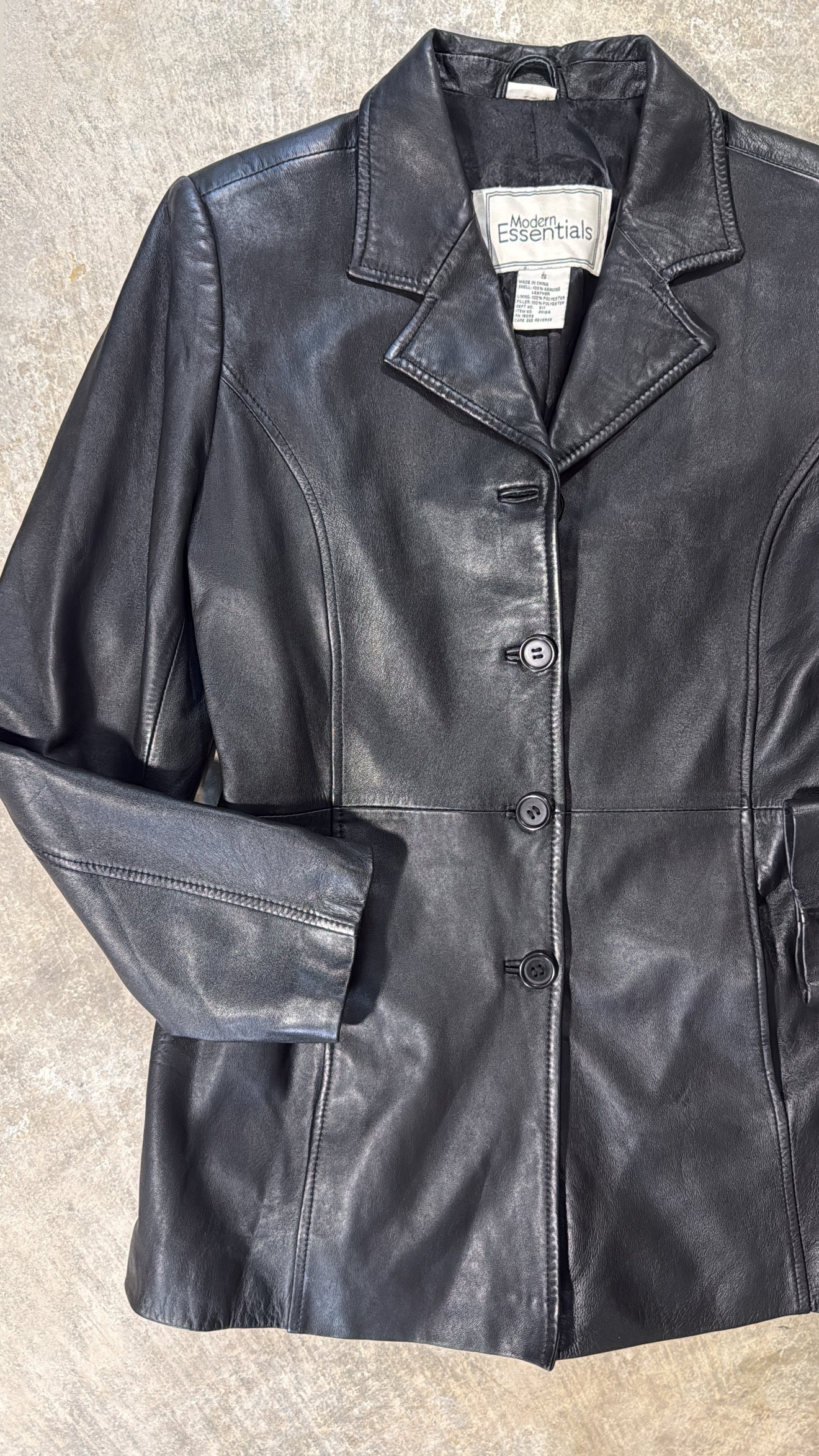 Vintage Genuine Leather Blazer Coat