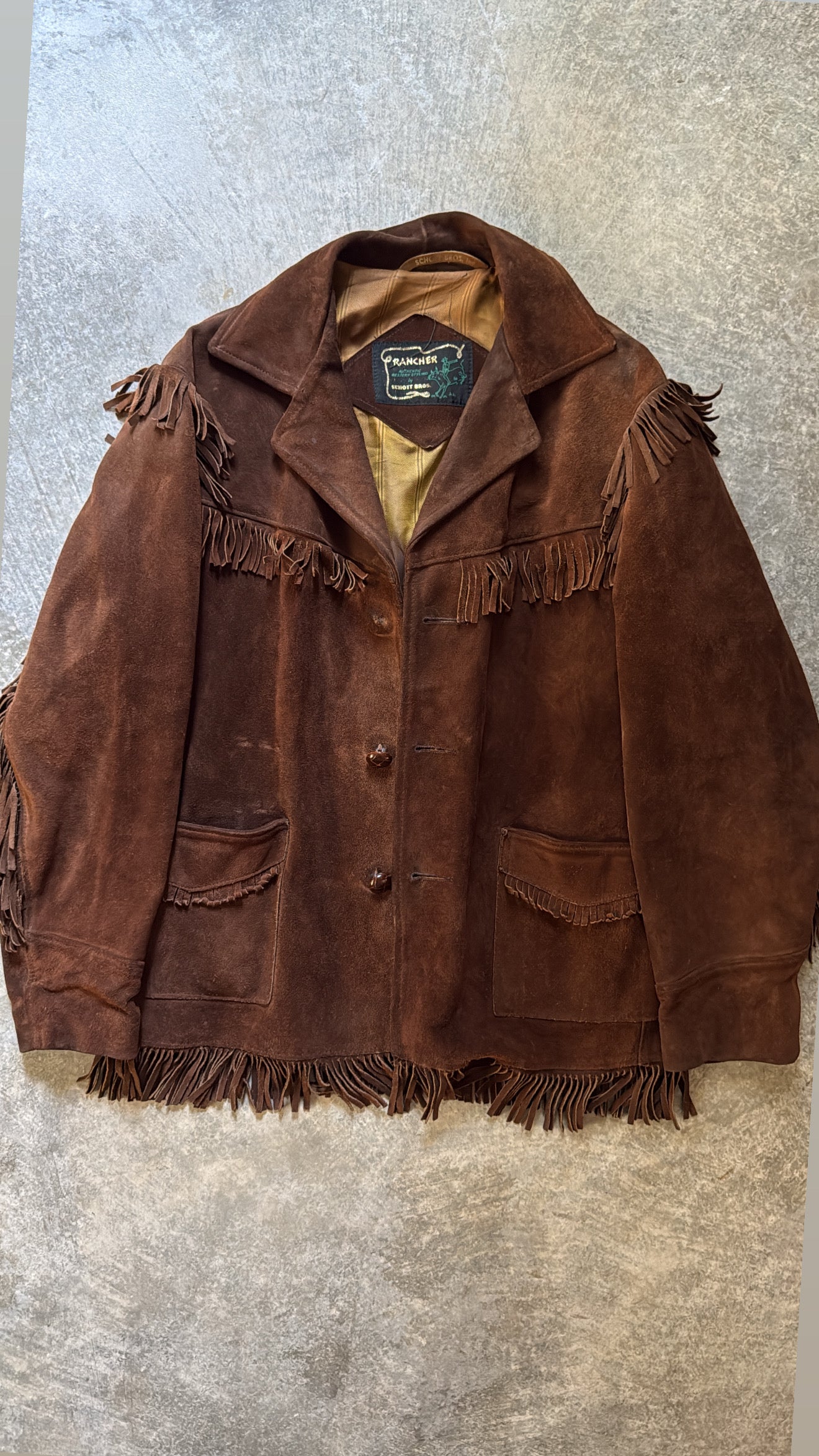Vintage 1970’s Rancher Brown Suede Fringe Western Coat