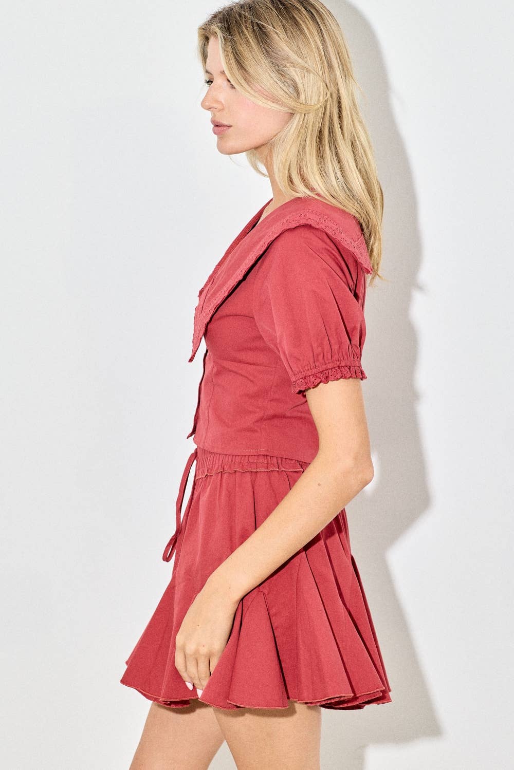 Kiera Peter Pan Collar Cropped Top