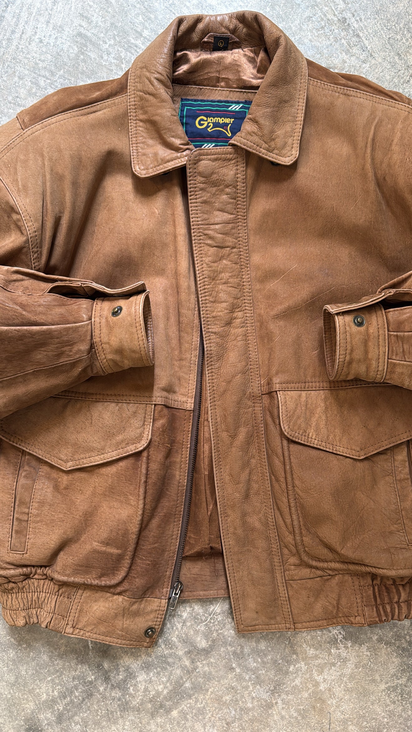 Vintage Brown Suede Bomber Jacket