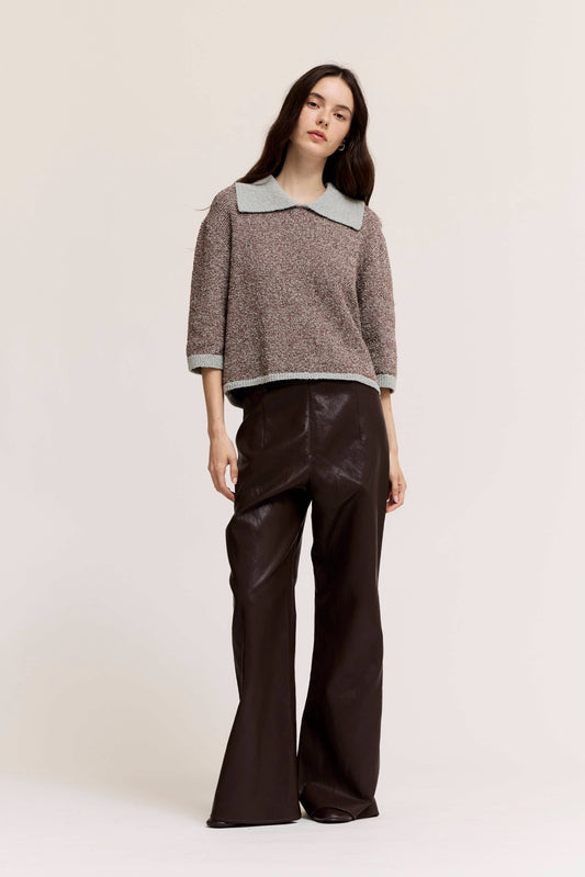 Gemma Two Tone Knit Collar Top