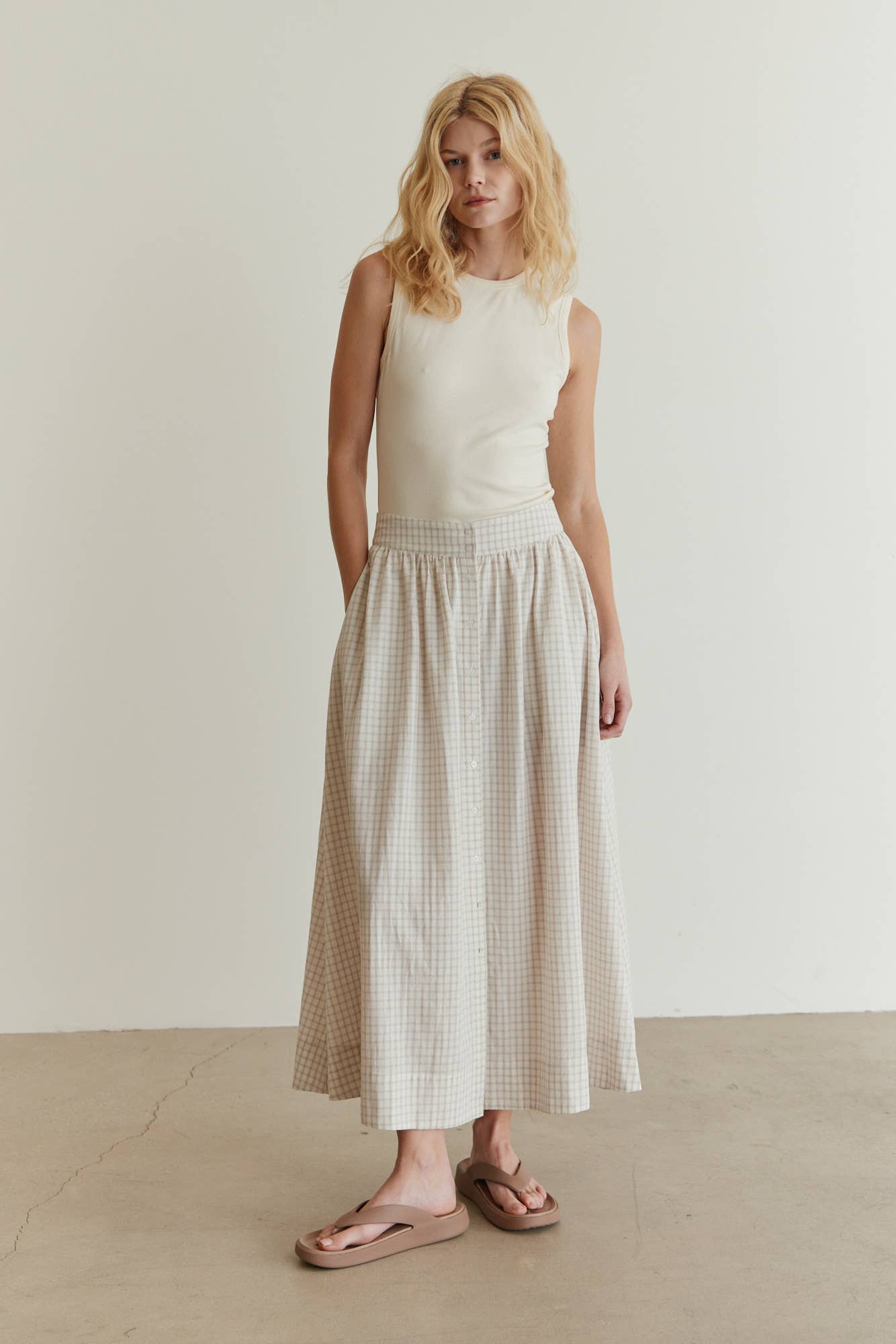 Wrenly Plaid Button Down Skirt