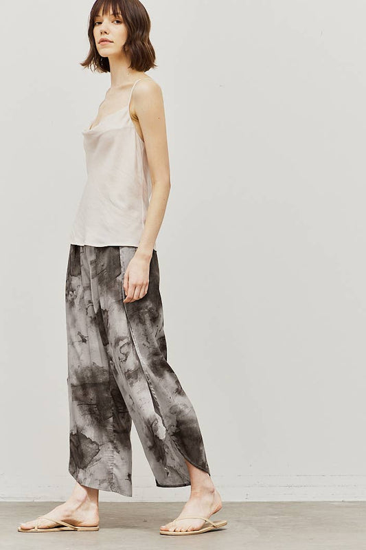 Tie Dye Satin Side Wrap Pants