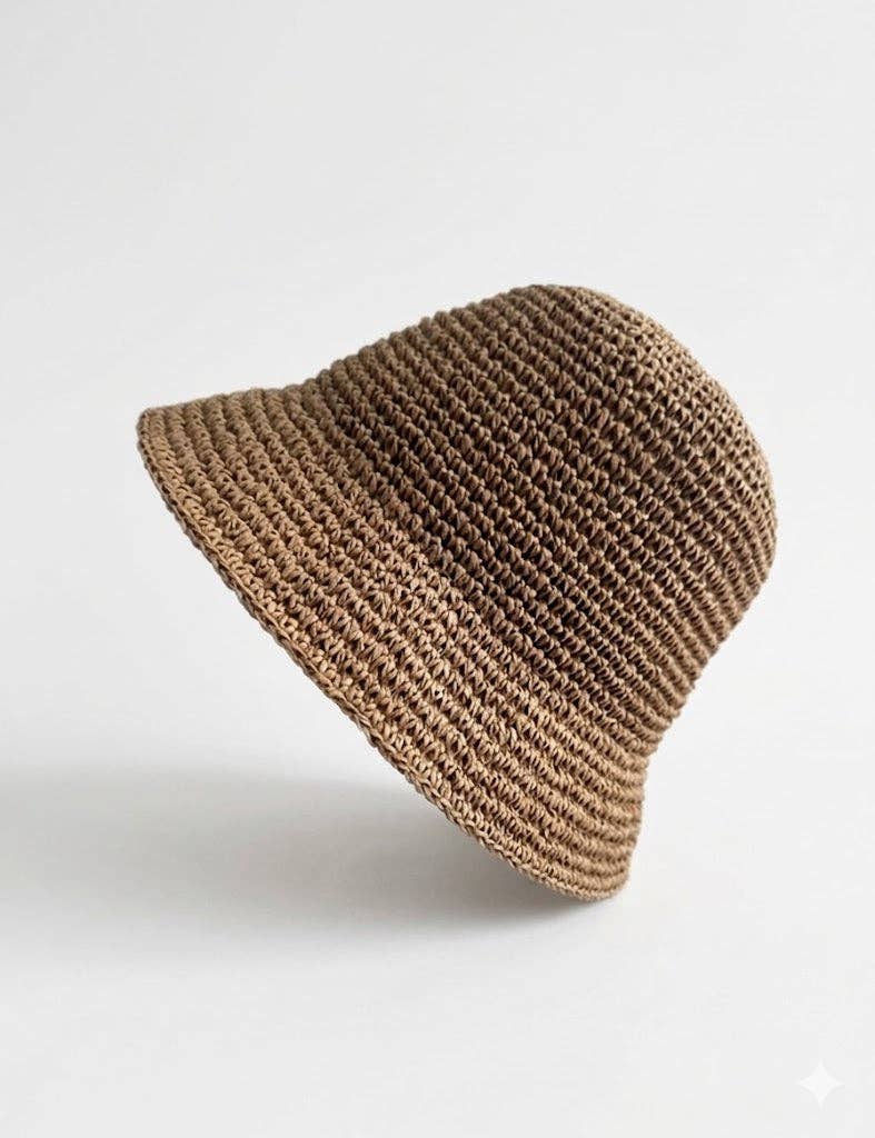Minimalist Raffia Straw Bucket Hat