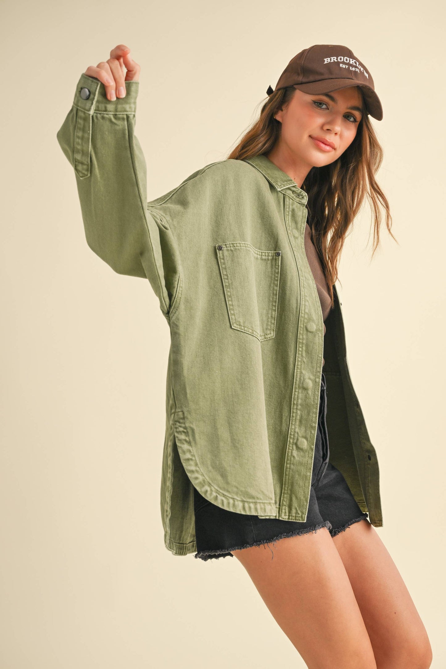 Military Green Denim Shacket