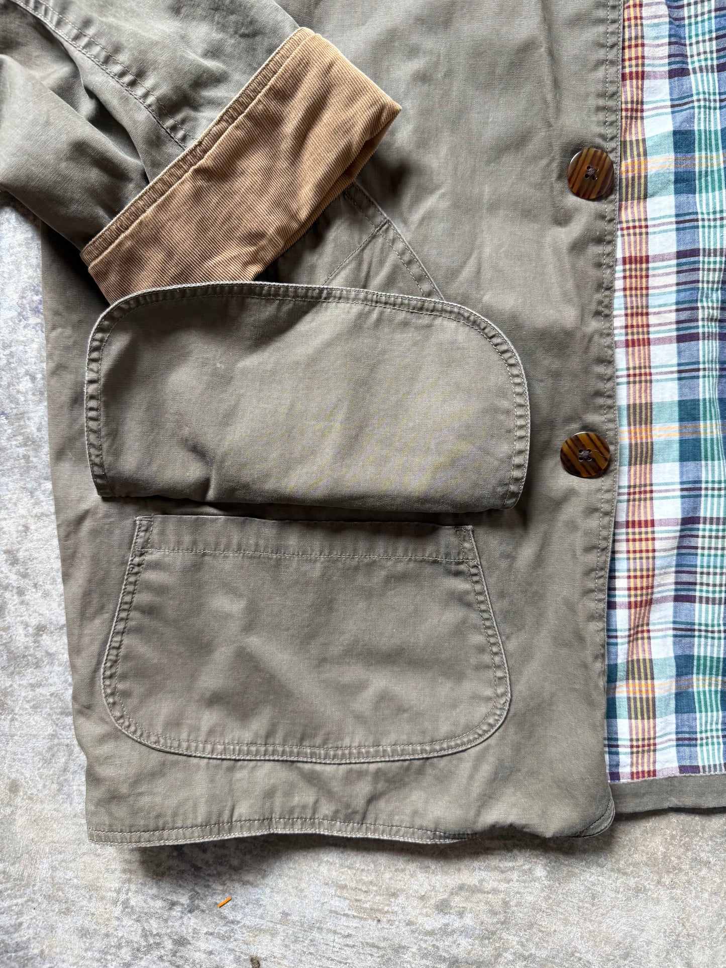 Vintage Olive & Camel Cord Barn Coat